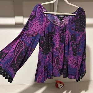 Purple paisley Express Blouse Size Medium